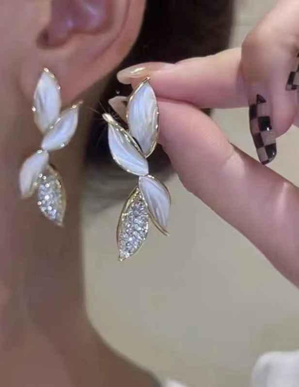 Crystal Leaf Earrings shop now