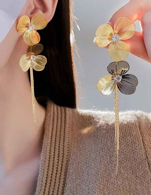 Floral Earrings Golden And Silver shop now