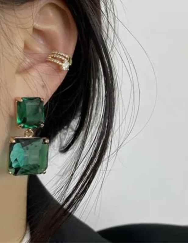 Large Green Stone Earrings