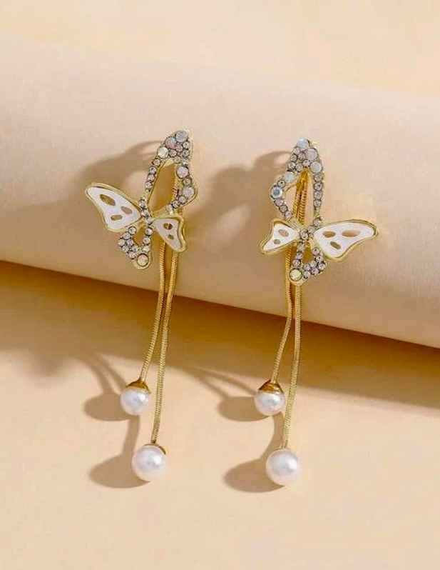 Long Charming Butterfly Earrings