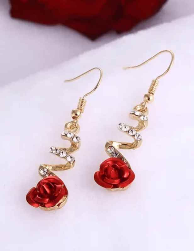 Long Red Rose Earrings buy now