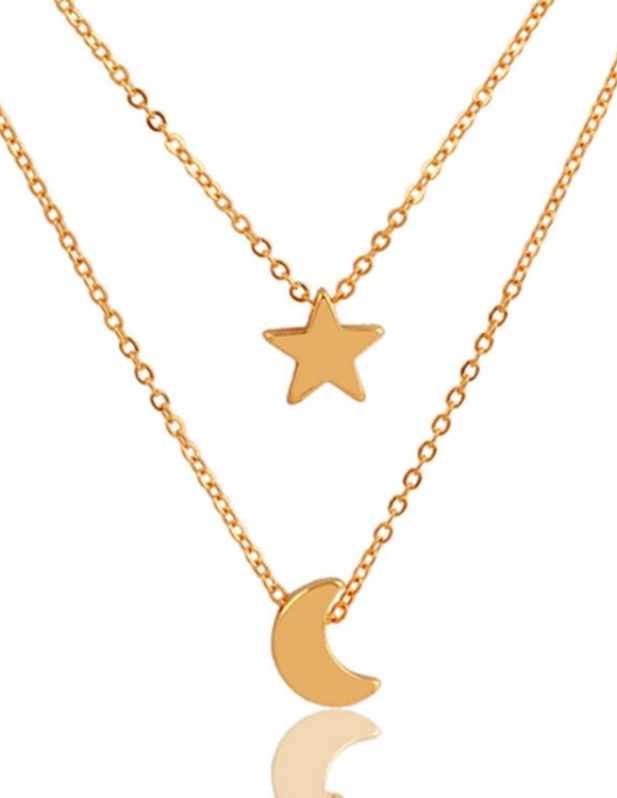 Moon And Star Pendant Necklace gold