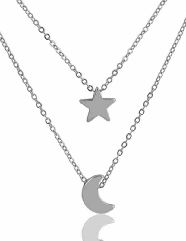 Moon And Star Pendant Necklace silver