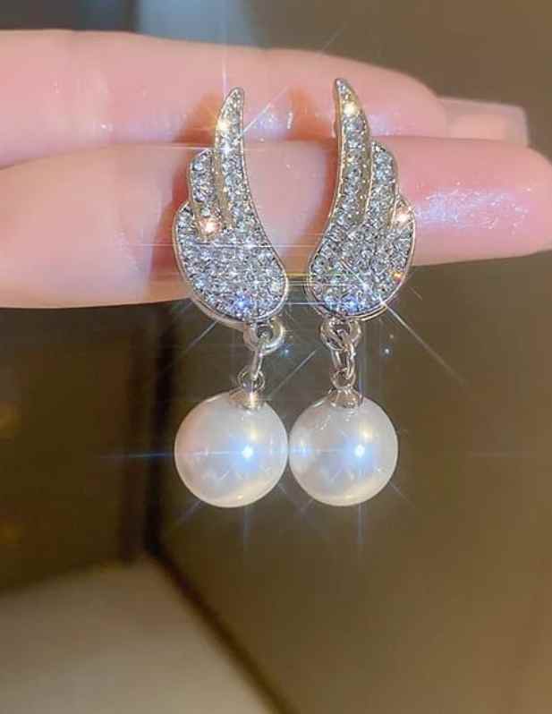 Pearl Drop Wings Earrings buy now