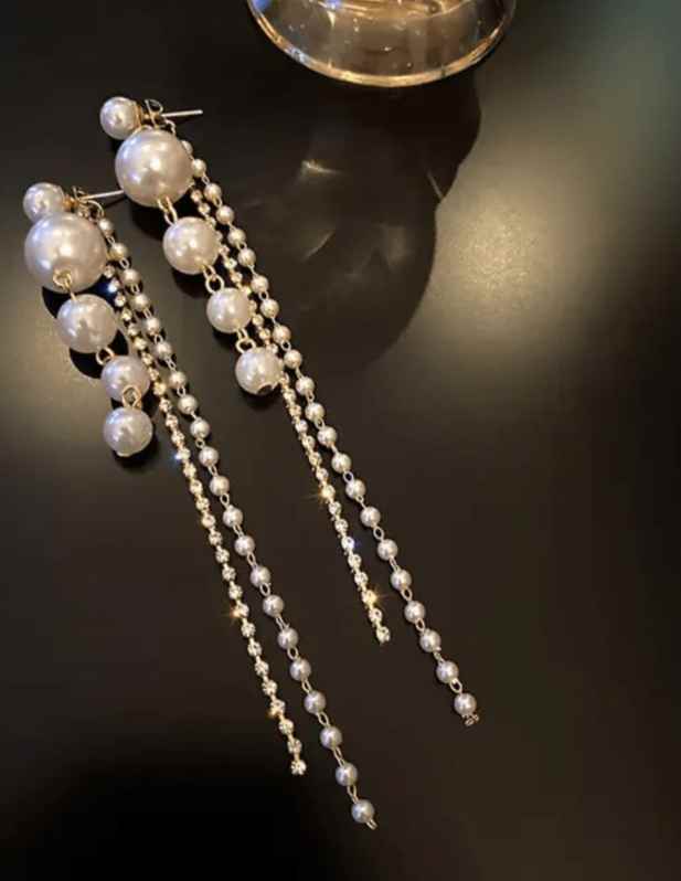 Stylish Long Pearl Earrings