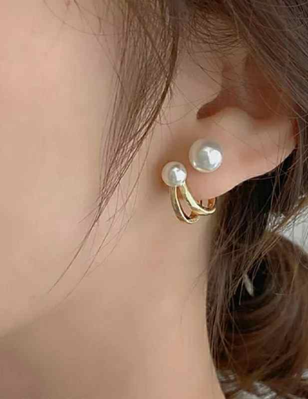 double pearl drop earrings