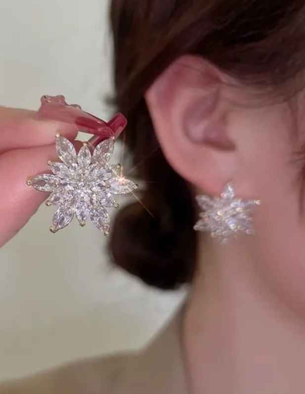 letest Crystal Flower Earrings