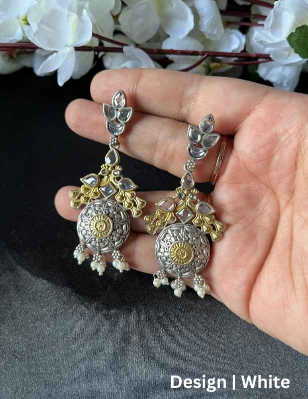 Antique Oxidized Earrings For Women And Girls white