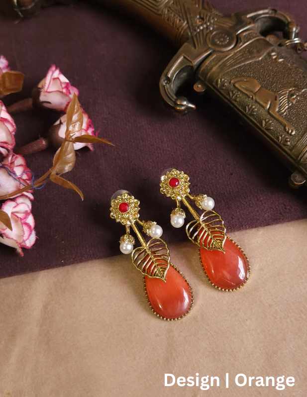 Antique Polish Earrings orange