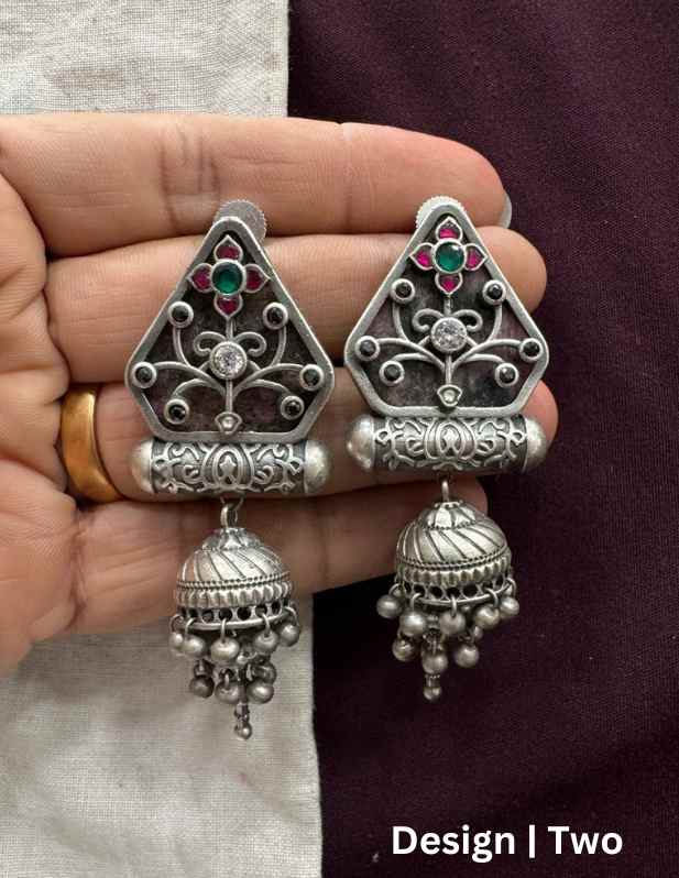 Charming Oxidized Jhumka Earrings two