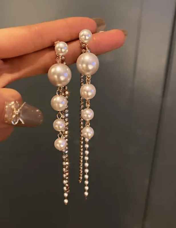 Combo of Drop Studs And Long Pearl Earrings buy now