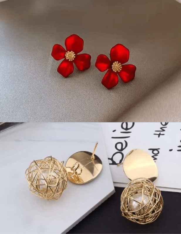 Combo of Flower And Golden Pearl Earrings shop now