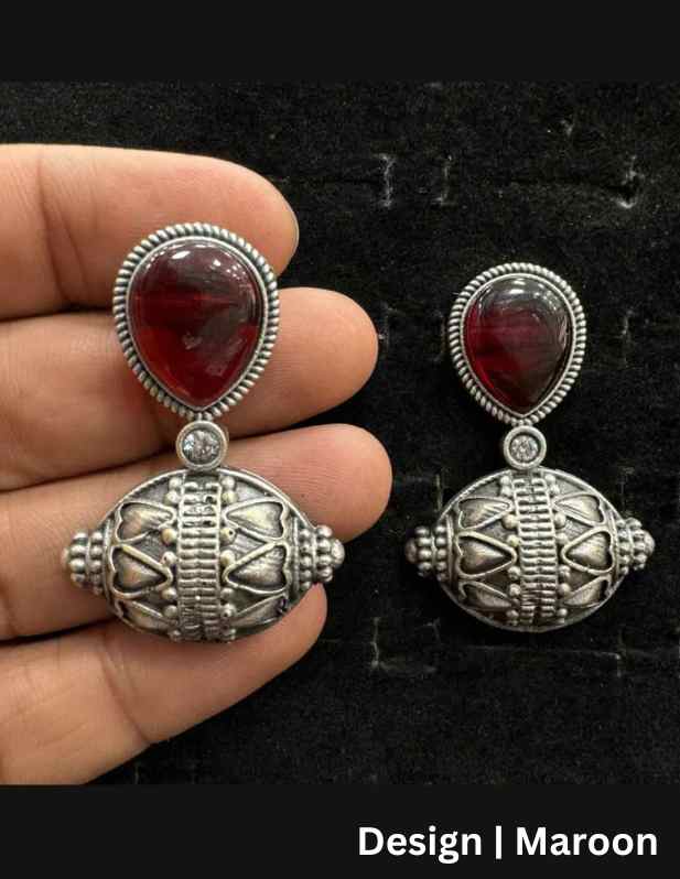 Cylinder Shaped Earrings maroon