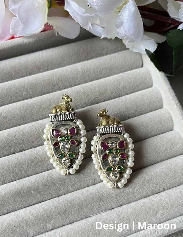 Daily Wear Small Earrings maroon