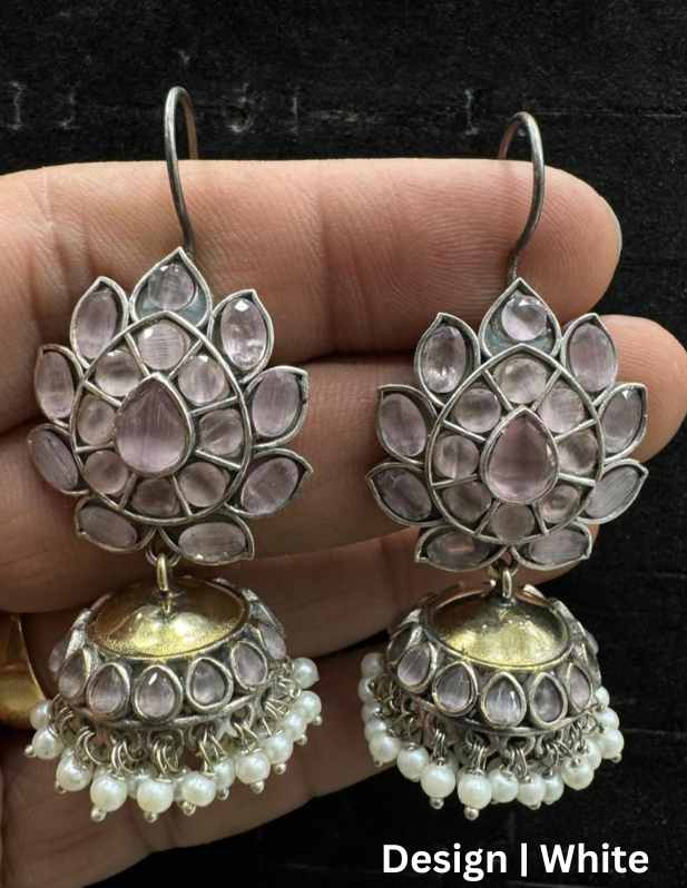 Fancy Jhumka Earrings white