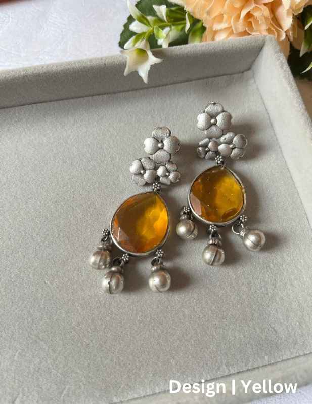 Fancy Oxidised Jhumka Earrings yellow