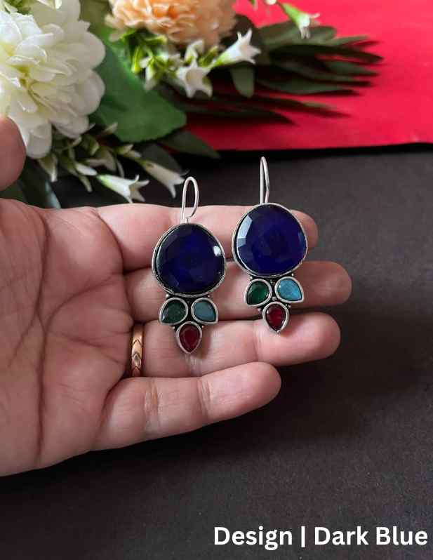 Fancy Stone Earrings dark blue