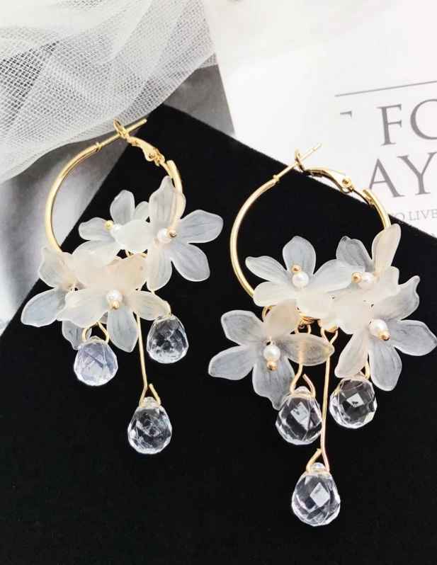 Flower Drop Hoop Earrings buy now