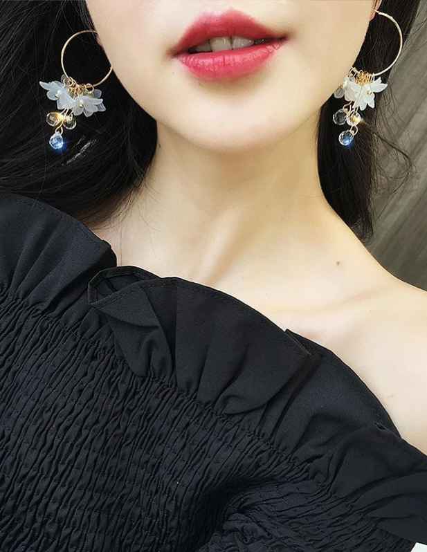 Flower Drop Hoop Earrings shop now