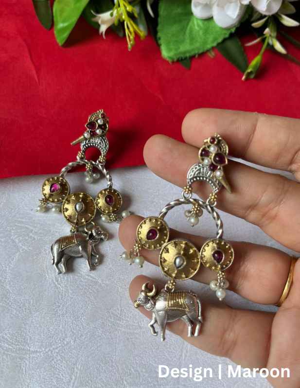 Long Nandi Earrings maroon