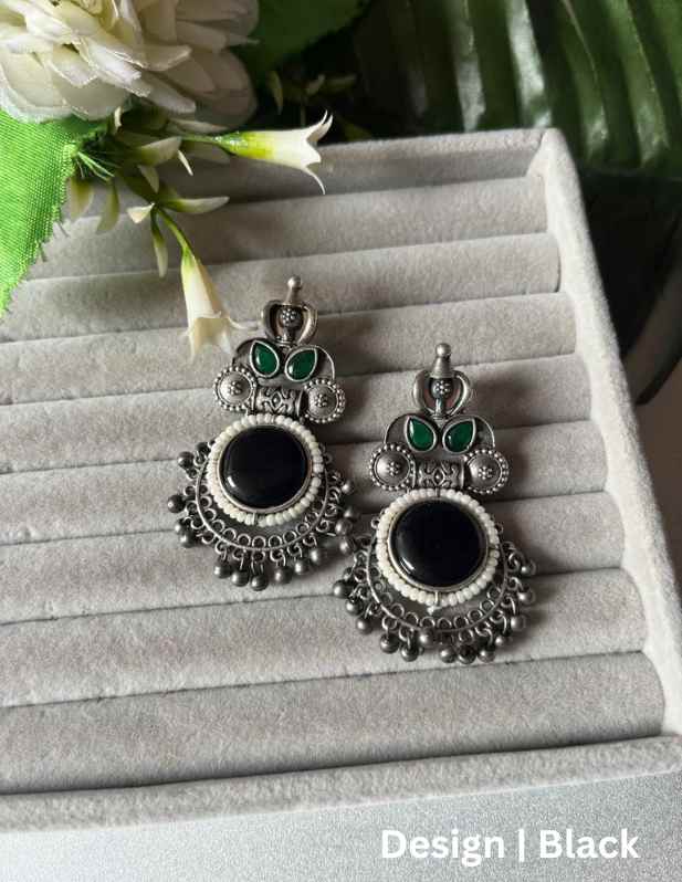 Modern Earrings Oxidised black