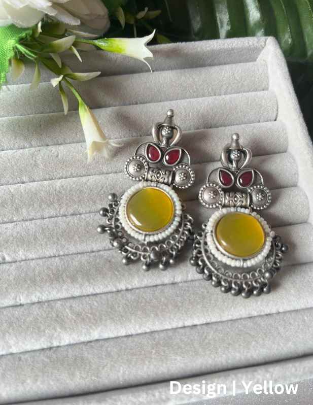 Modern Earrings Oxidised yellow