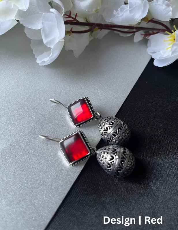 Oxidised Fashion Earrings red