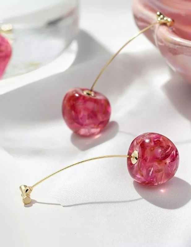 Rose Petals Resin Art Cherry Blossom Earrings buy now