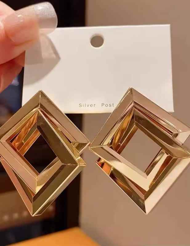 Shop Oversized Double Layer Geometric Earrings