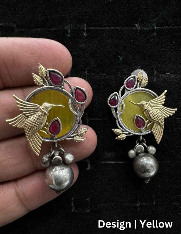 Small Golden Bird Earrings Yellow