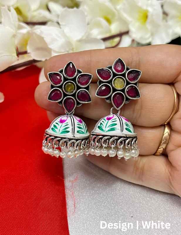 Small Jhumka Earrings white