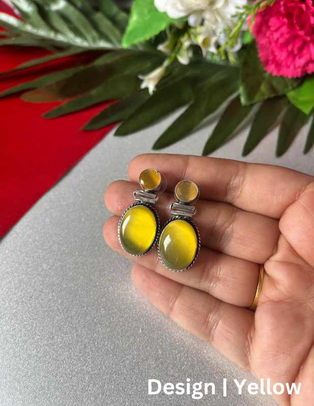 Small Stone Earrings yellow