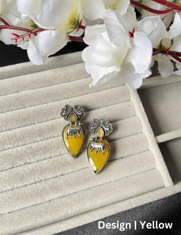 Stone Nandi Earrings yellow