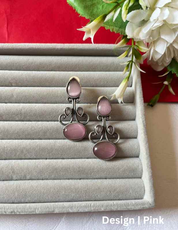 Unique Stone Earrings pink