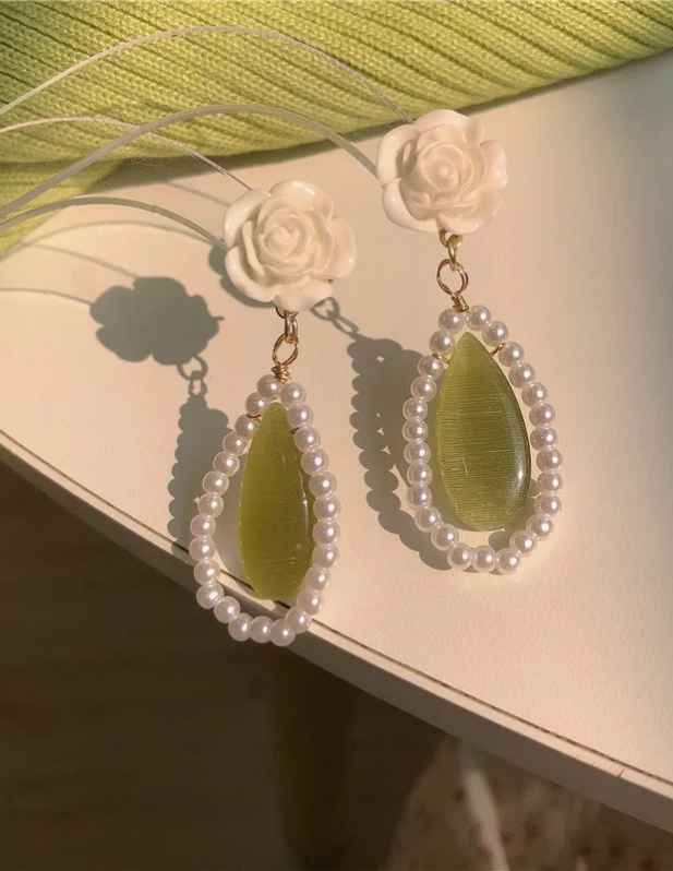 shop White Rose Opal Drop Earrings