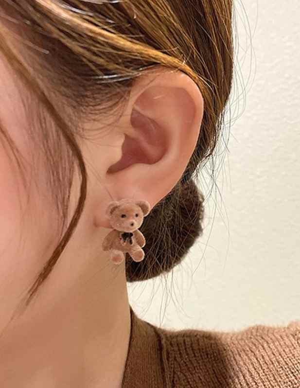 Teddy Bear Earrings brown