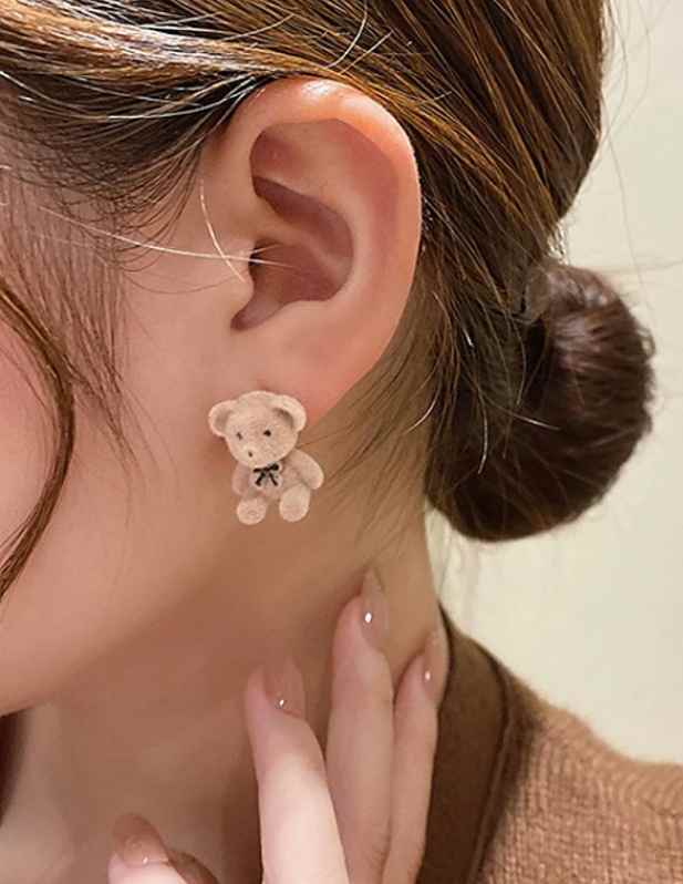 Teddy Bear Earrings white shop now